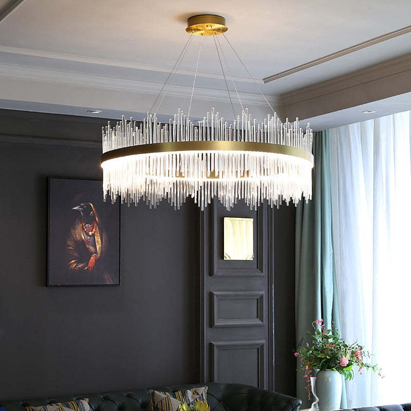 Kristy Modern Round/Rectangular Chain Chandelier, Gold - Neutralighting