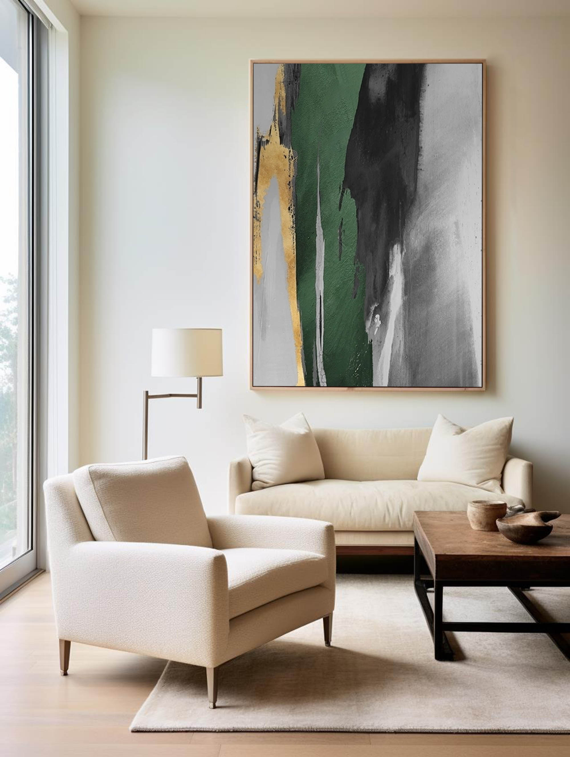 Green And Gold Abstract Painting