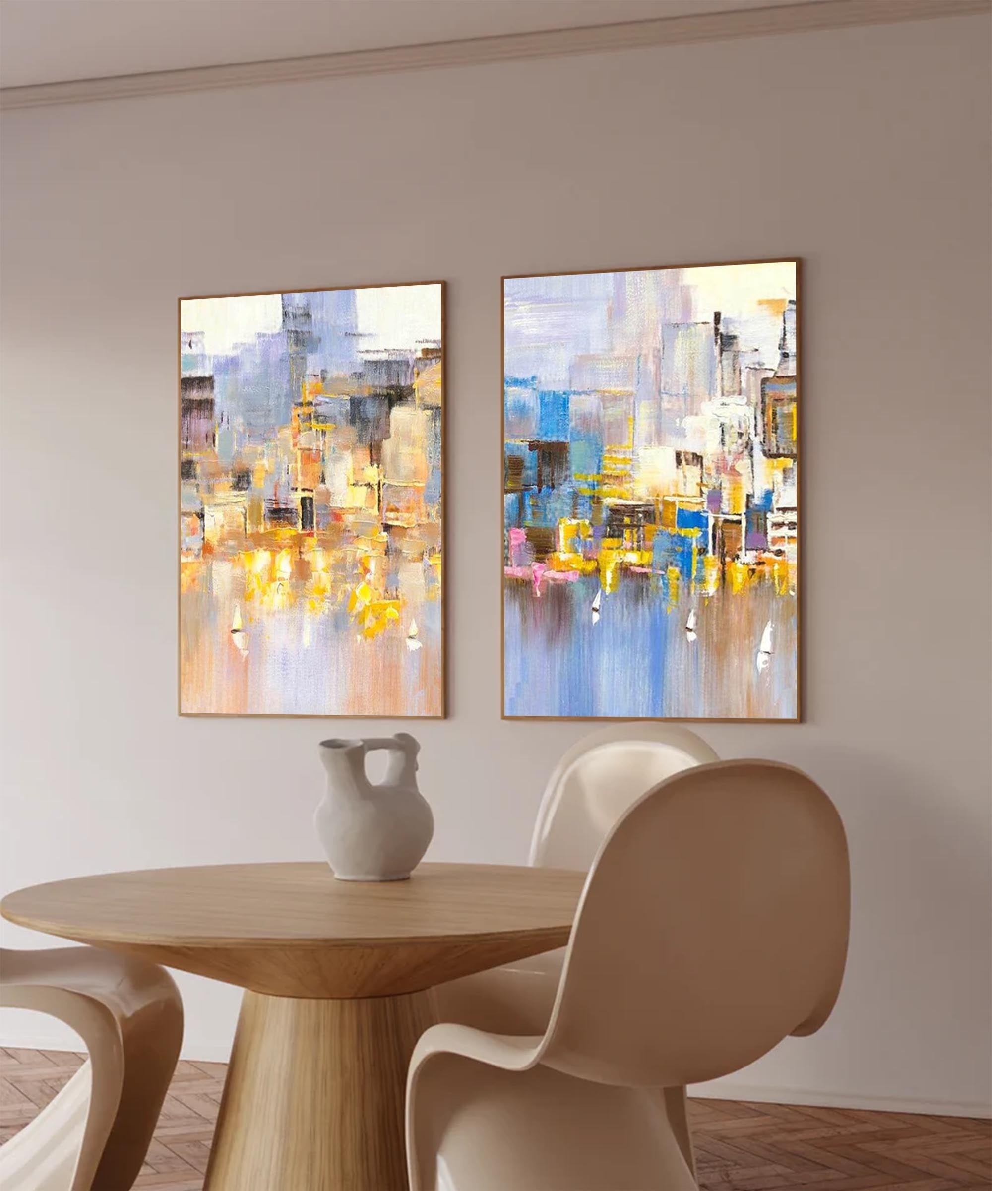 Harbor Abstract Impasto Canvas Wall