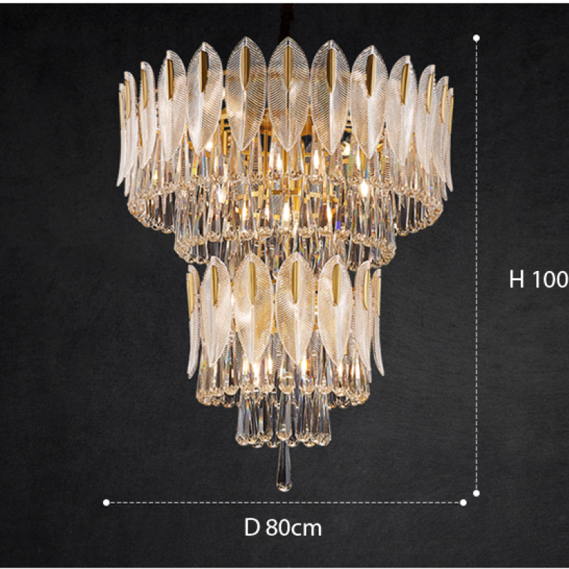 Arisha Luxury Feather Crystal Chandelier, Living Room - Neutralighting