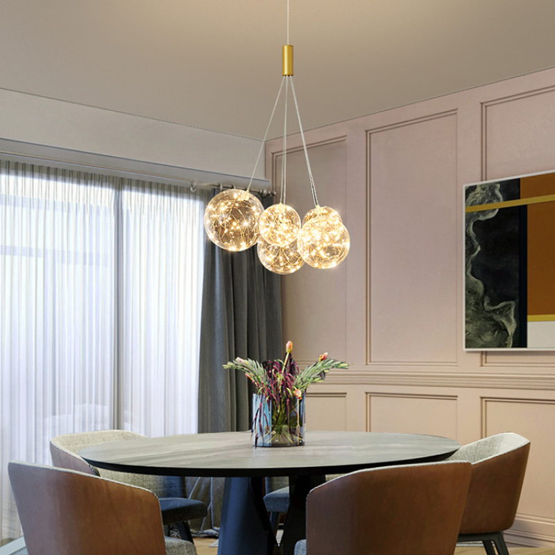 Valentina Glass Globe Bubble Pendant Light LED Stary - Neutralighting