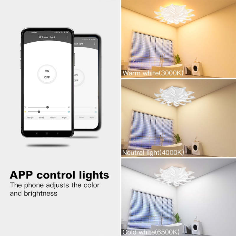 Arisha Elegant Flower Flush Mount Ceiling Light, White/Black - Neutralighting