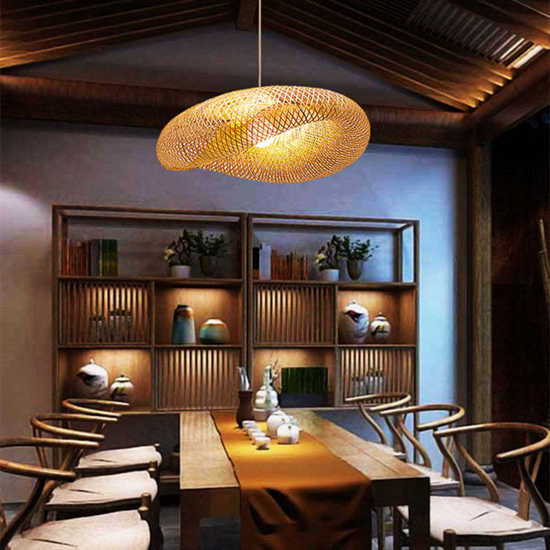 Rinwa Natural Pendant Light for Dining Room/Kitchen Island, Bamboo - Neutralighting