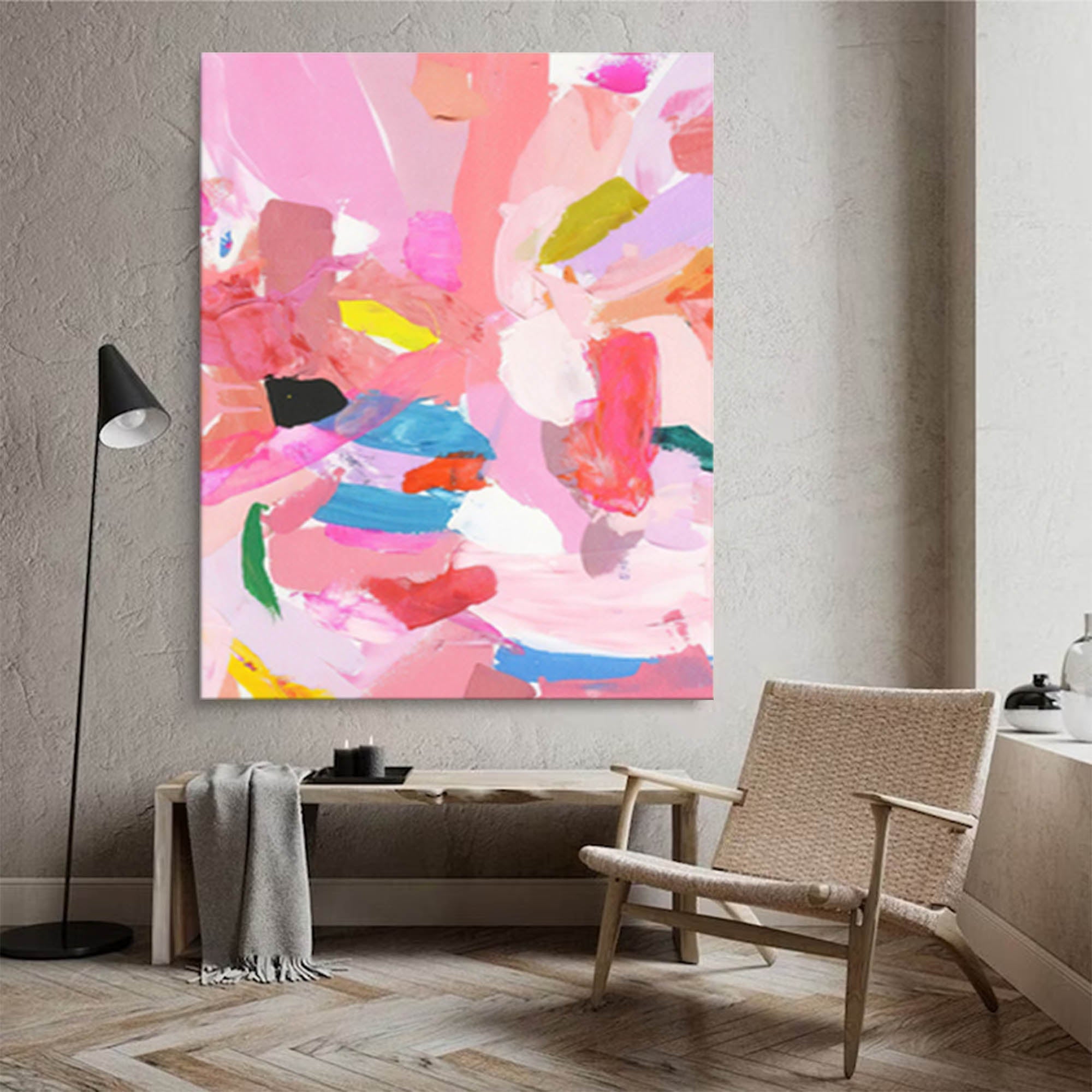 Colorful Pink Abstract Canvas Wall Art