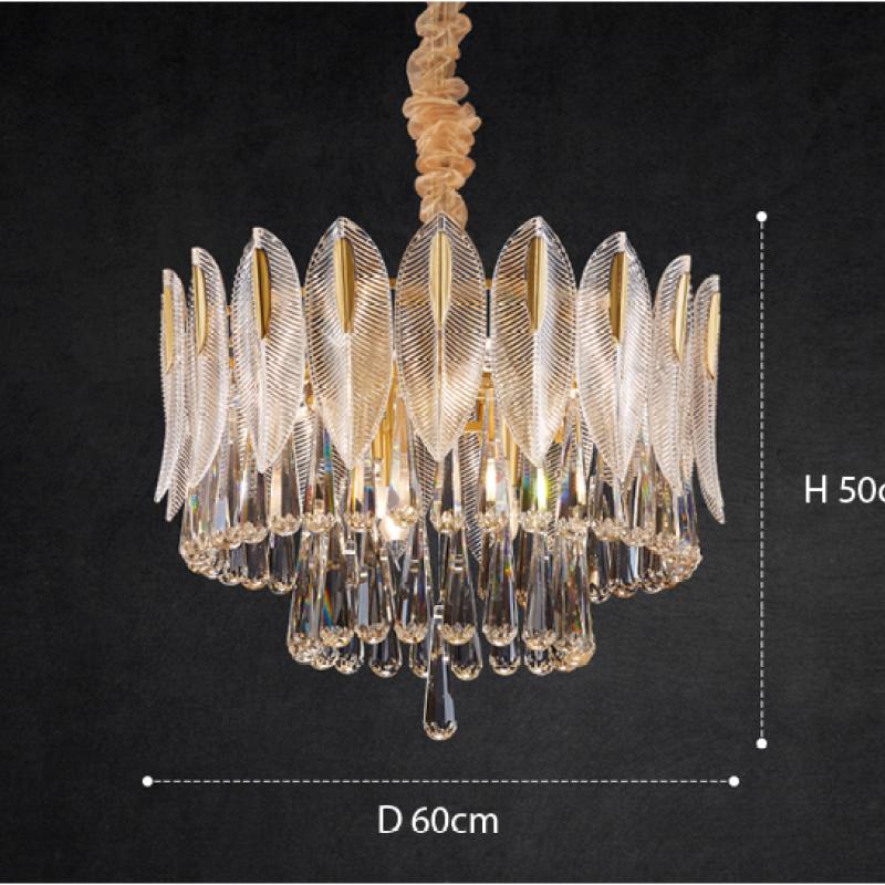 Arisha Luxury Feather Crystal Chandelier, Living Room - Neutralighting