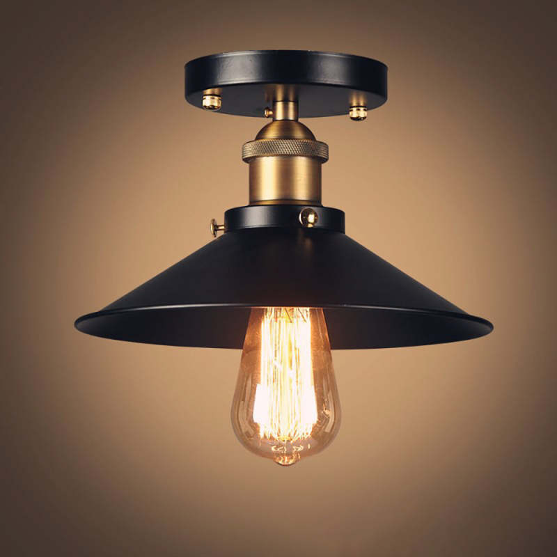Austin Industrial Cone Metal Ceiling Light, Black - Neutralighting