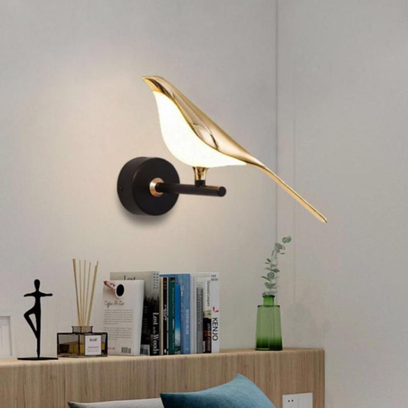 Arisha Minimalist Magpie Bird Metal Wall Lamp, Bedroom - Neutralighting