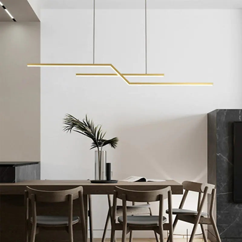 Arisha Parallel Fold Linear Pendant Light, Black/Gold, Living Room - Neutralighting