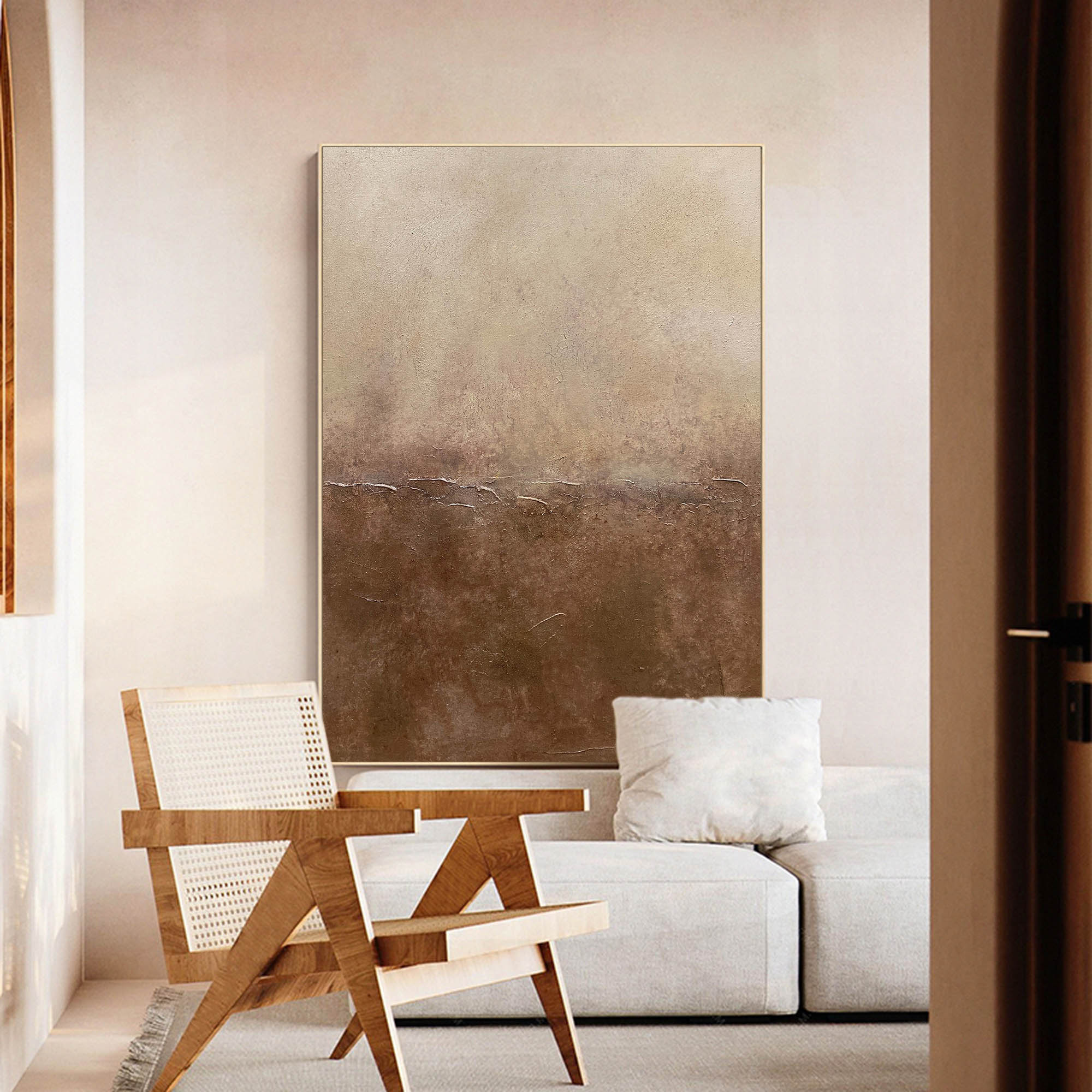 Bronze‑Beige Tall Gradient‑Tone Layered‑Textured Artwork