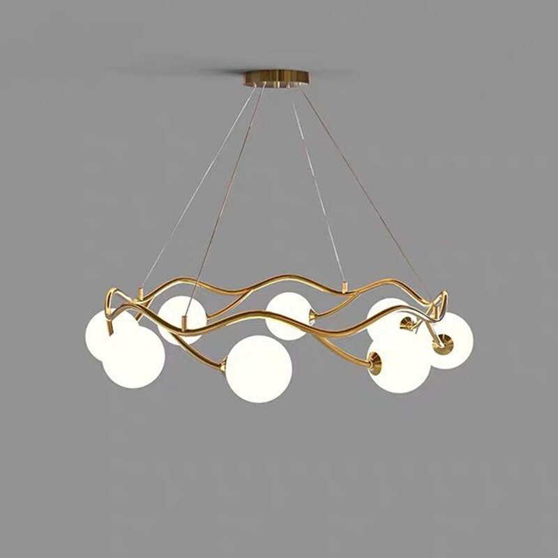 Valentina Modern Designe Wave Metal/Glass Pendant Light, White/Gold - Neutralighting