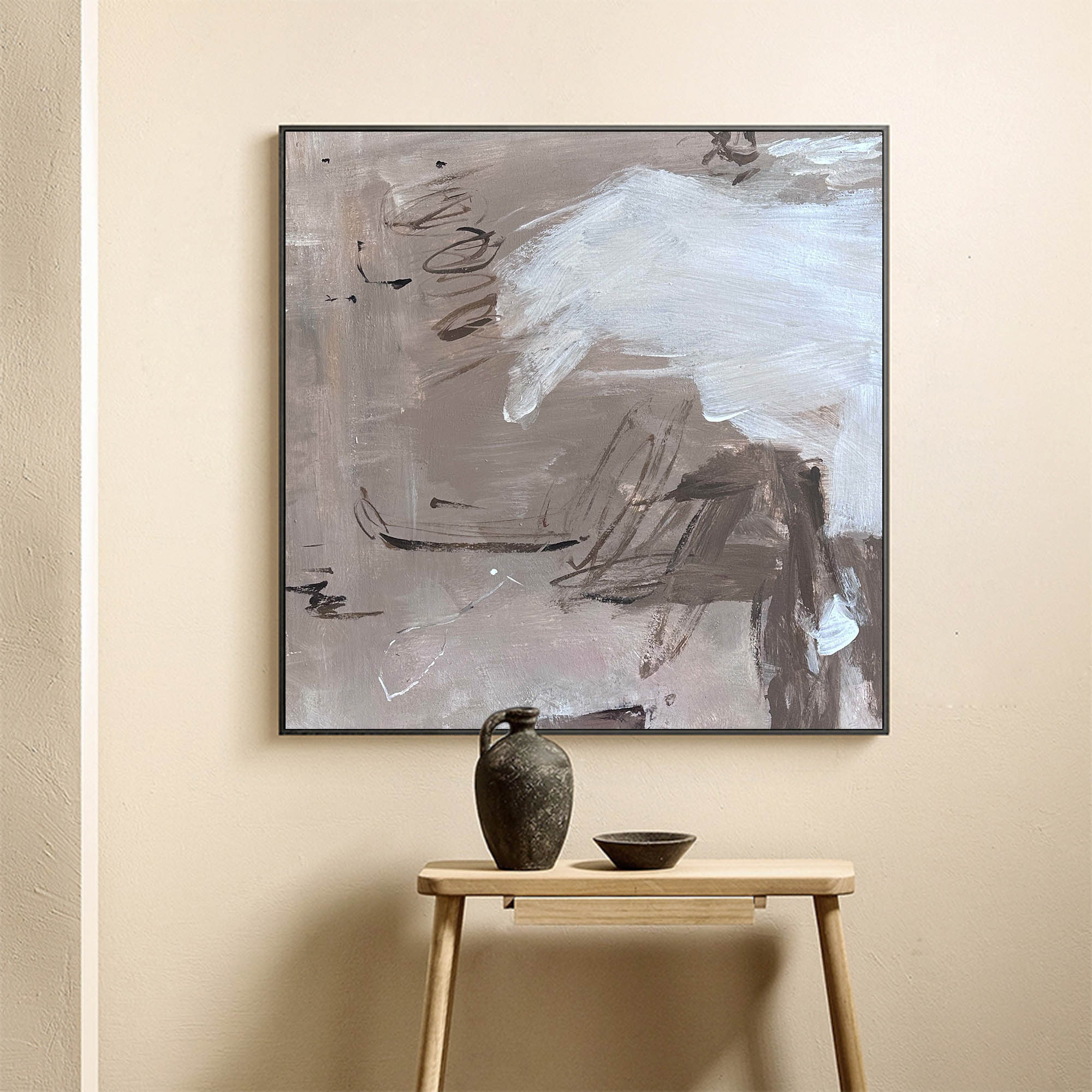 Wall Art Neutral Abstract Line Sketch Texture Modern Minimalist Living Room | Neutralighting