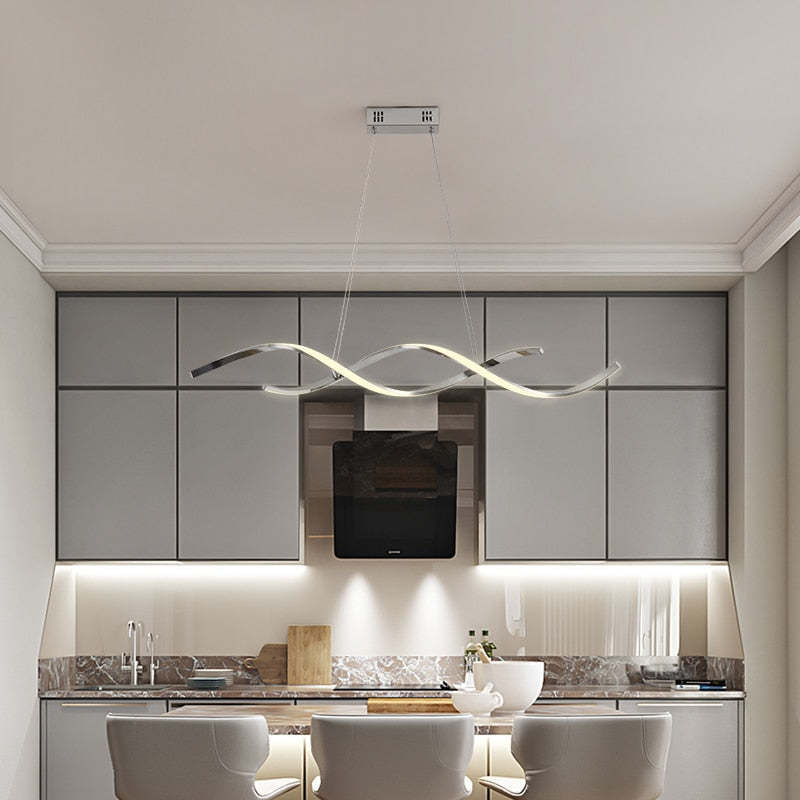 Arisha Modern Wavy Metal/Acrylic Pendant Light, Chrome/Gold - Neutralighting
