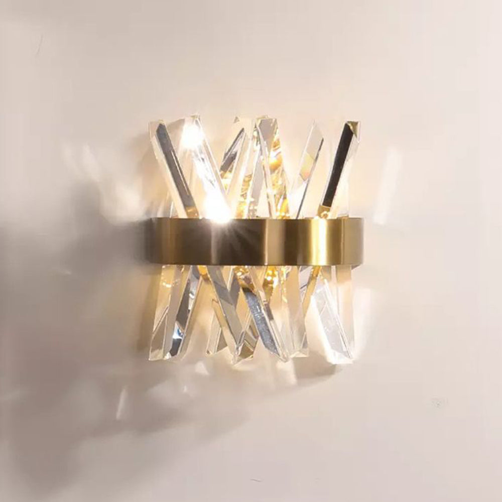 Kristy Decorative Geometric Crystal/Metal Wall Lamp, Gold - Neutralighting