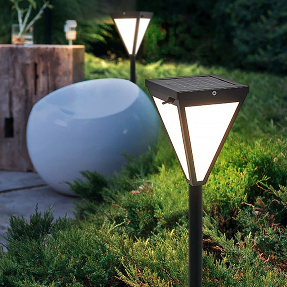 Ray Modern Metal Tapered Solar Outdoor Path Light, Black - Neutralighting