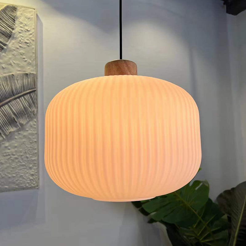 Muto Modern Wood/Glass Pendant Light, White - Neutralighting