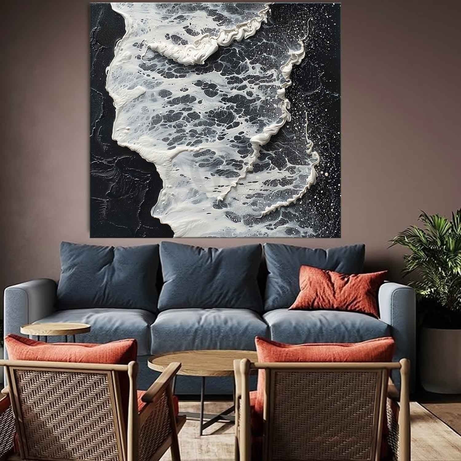 Wall Art Monochrome Ocean Foam
