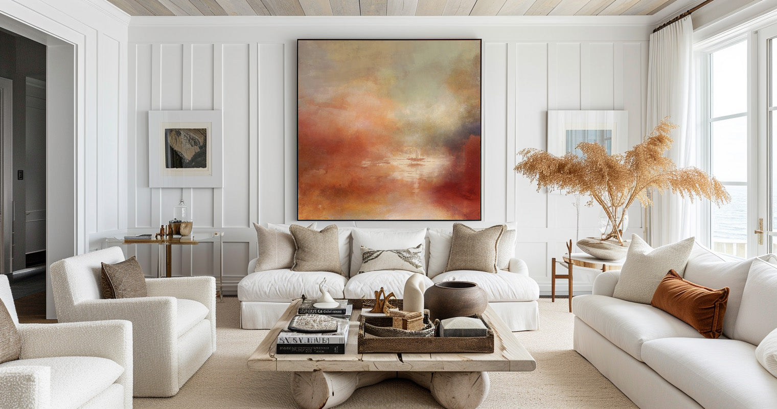 Landscape Red Gold Sunset Abstract Painting