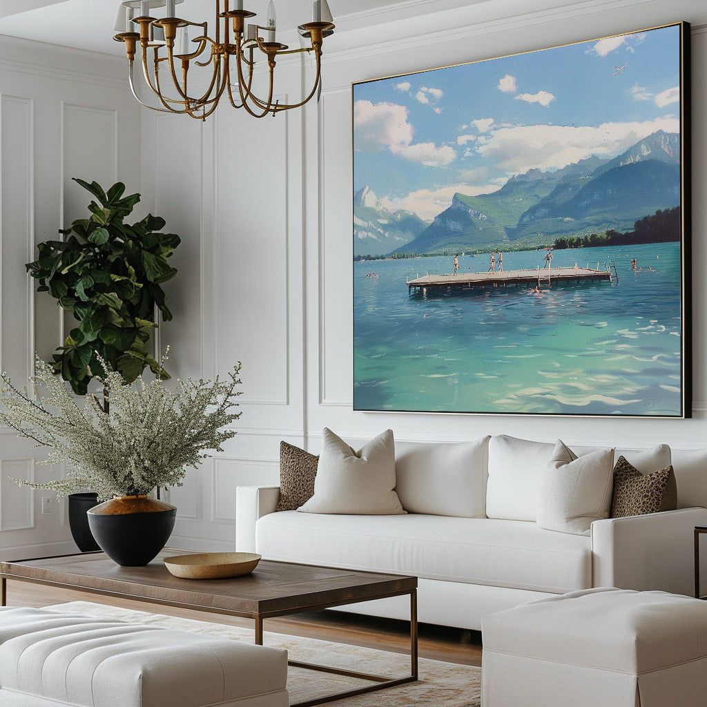 Alpine Lake Dock Painting