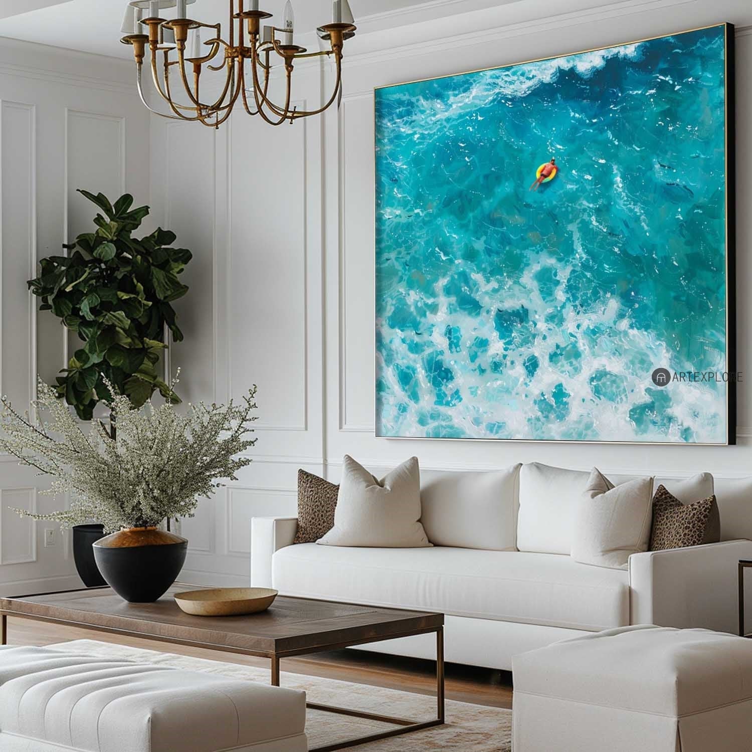 Turquoise Ocean Wave Oil Painting