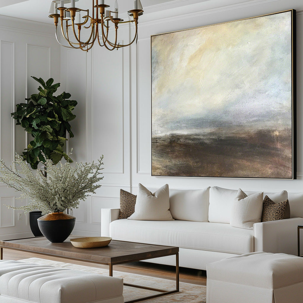 Minimalist Earth Tone Horizon Abstract Painting