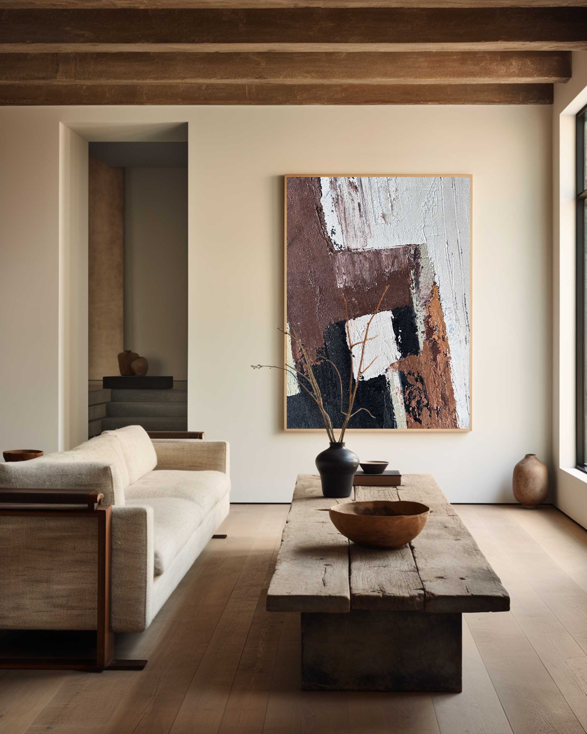 Earthy Brown Geometric Abstract Wall Art