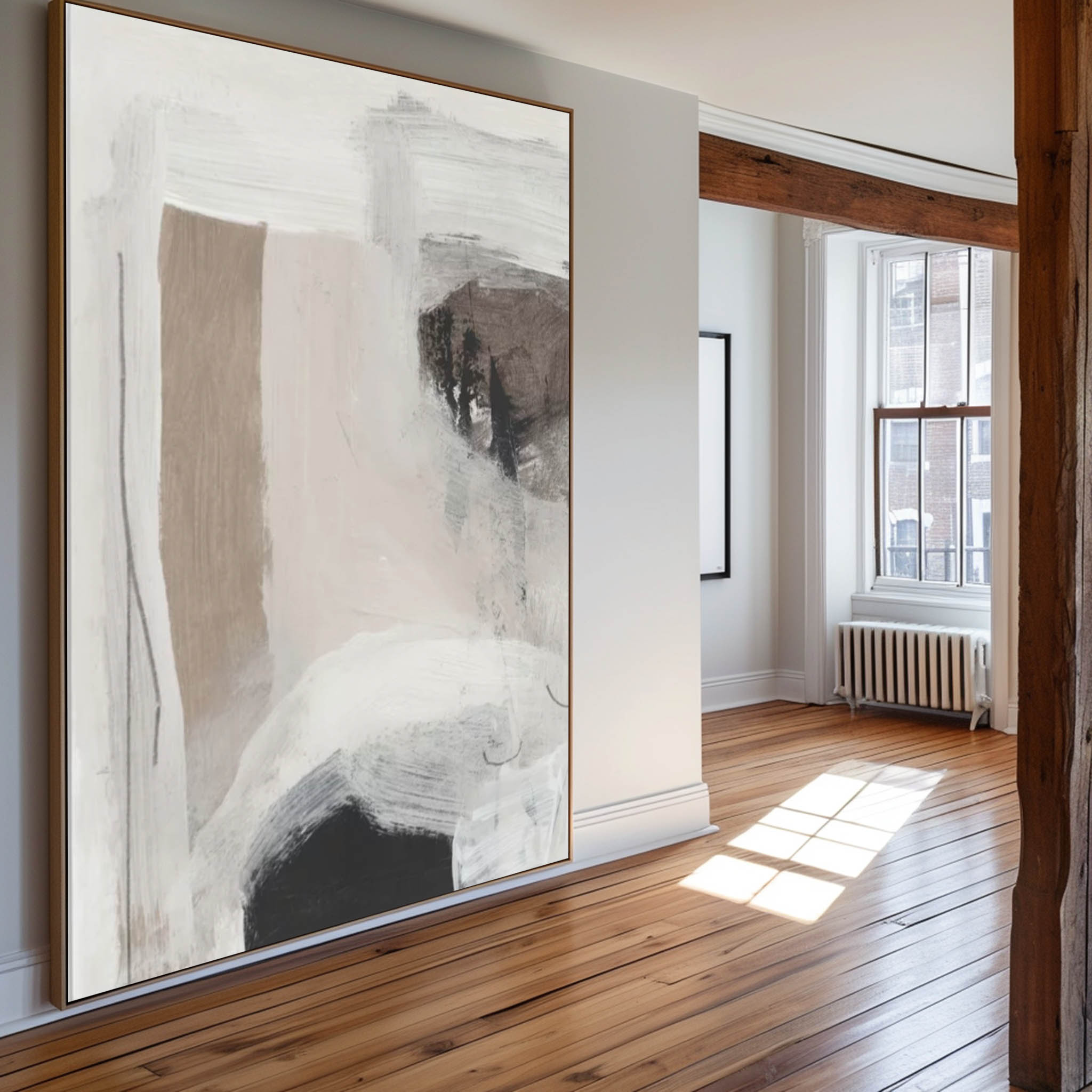 Beige Abstract Minimalist Painting