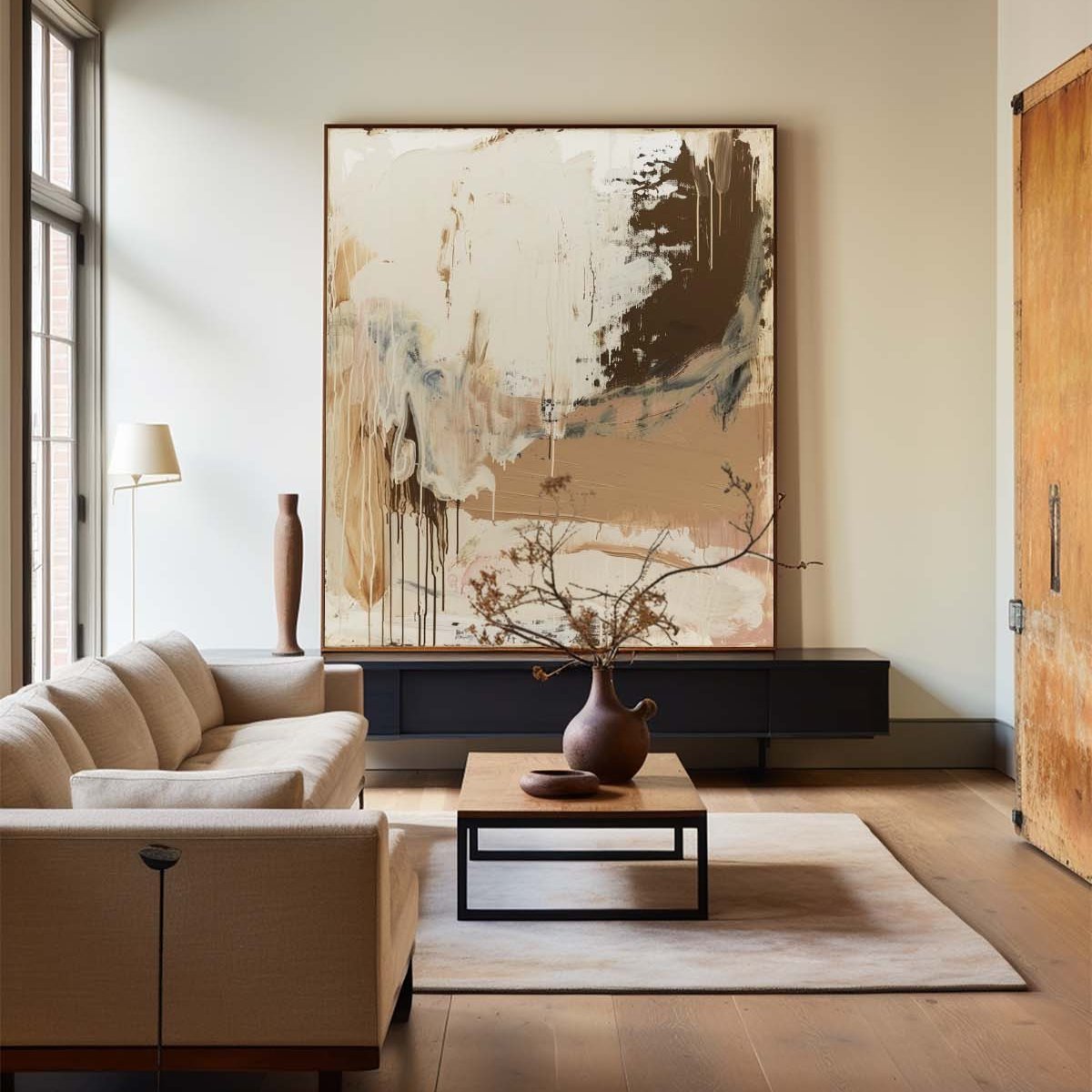 Earthy Tone Drip Abstract Canvas Wall Art