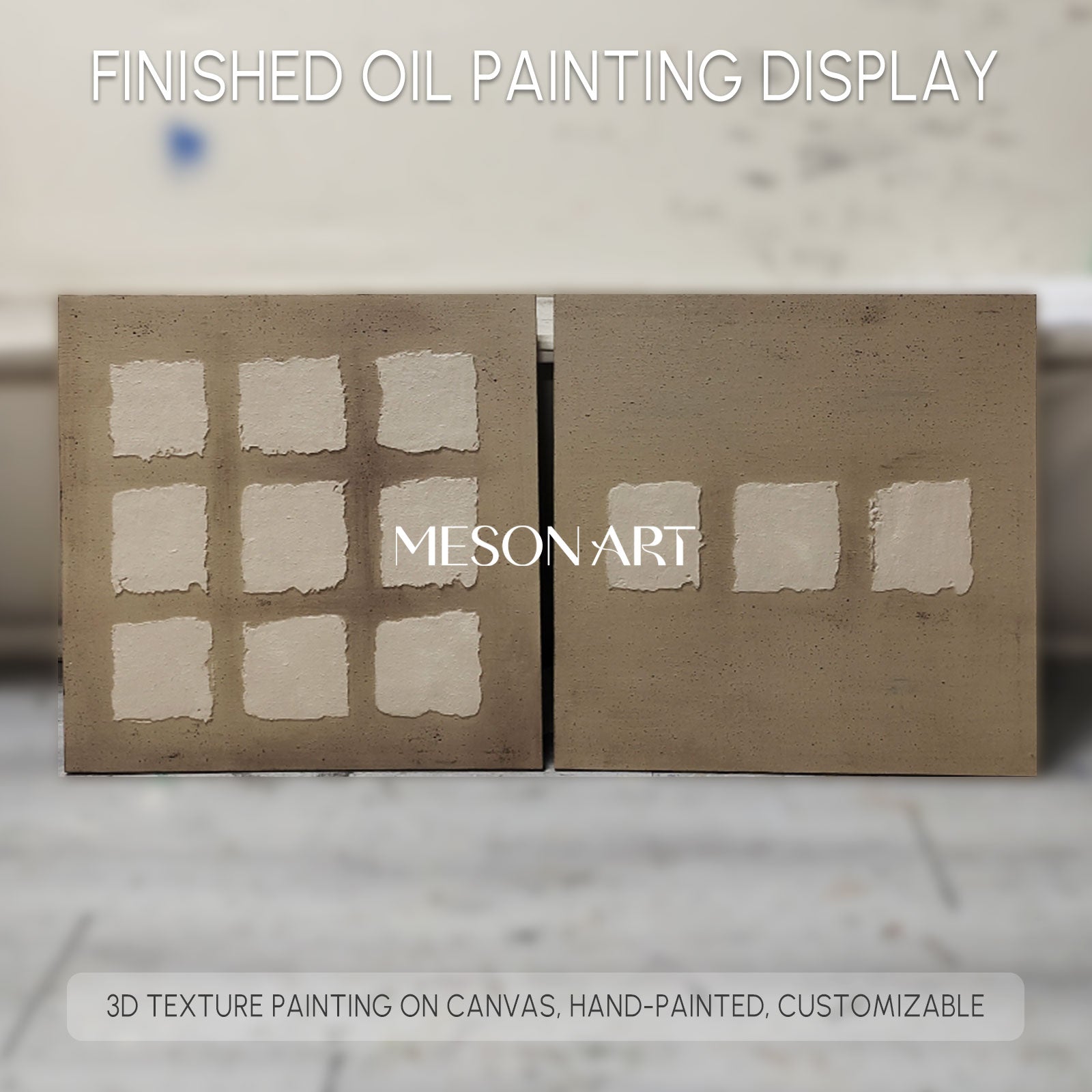 Wabi-Sabi Wall Art Minimalist Grid Texture Painting