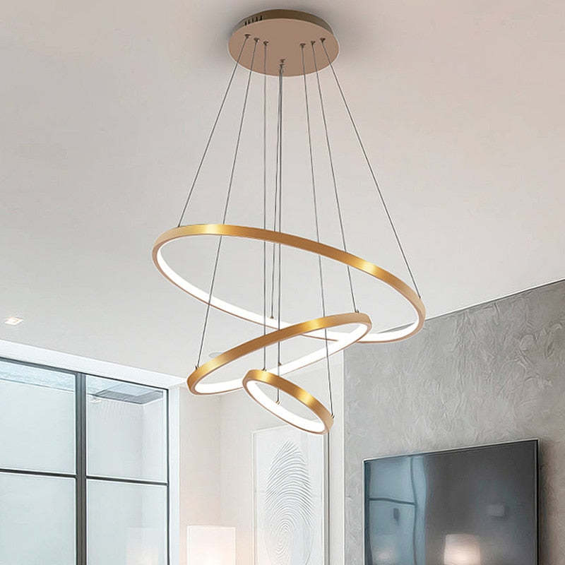 Aluna Pendant Light, Inner Ring Illuminated, White/Black/Gold - Neutralighting