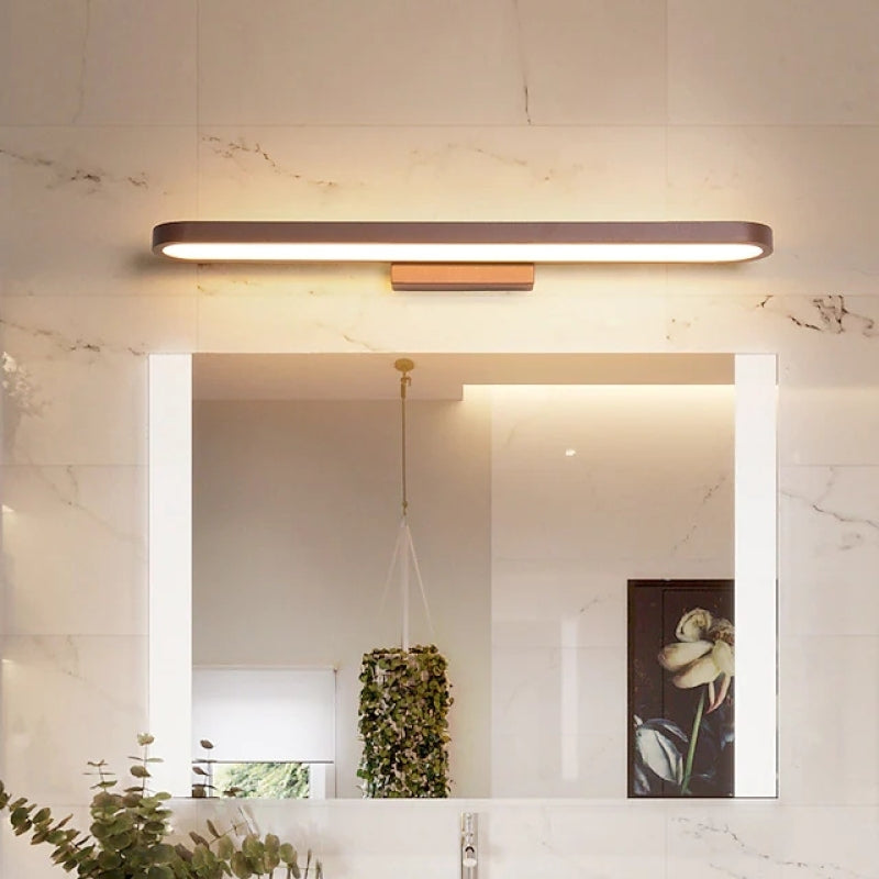 Luxa Modern Metal Wall Lamp Mirror Front, Curved, Black/Coffee - Neutralighting