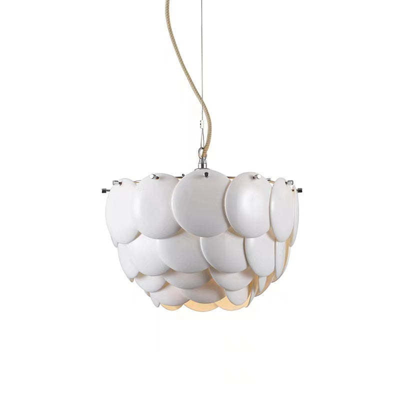 Arisha Wihte Art Deco Chandelier Light Fixture, Ceramic Leaf & Metal - Neutralighting