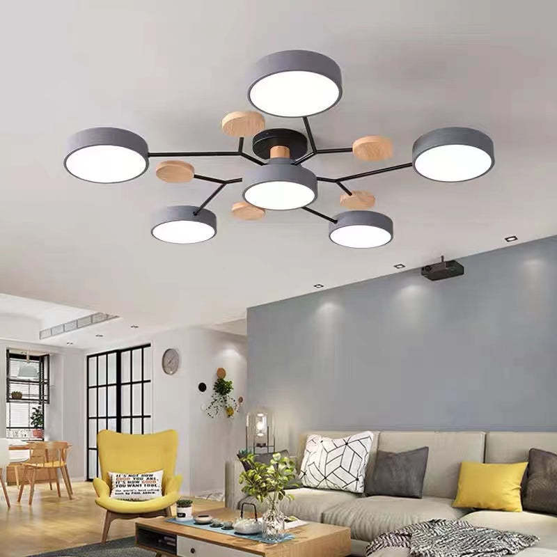 Arisha Ceiling Light, Wood Round for Living Room - Neutralighting