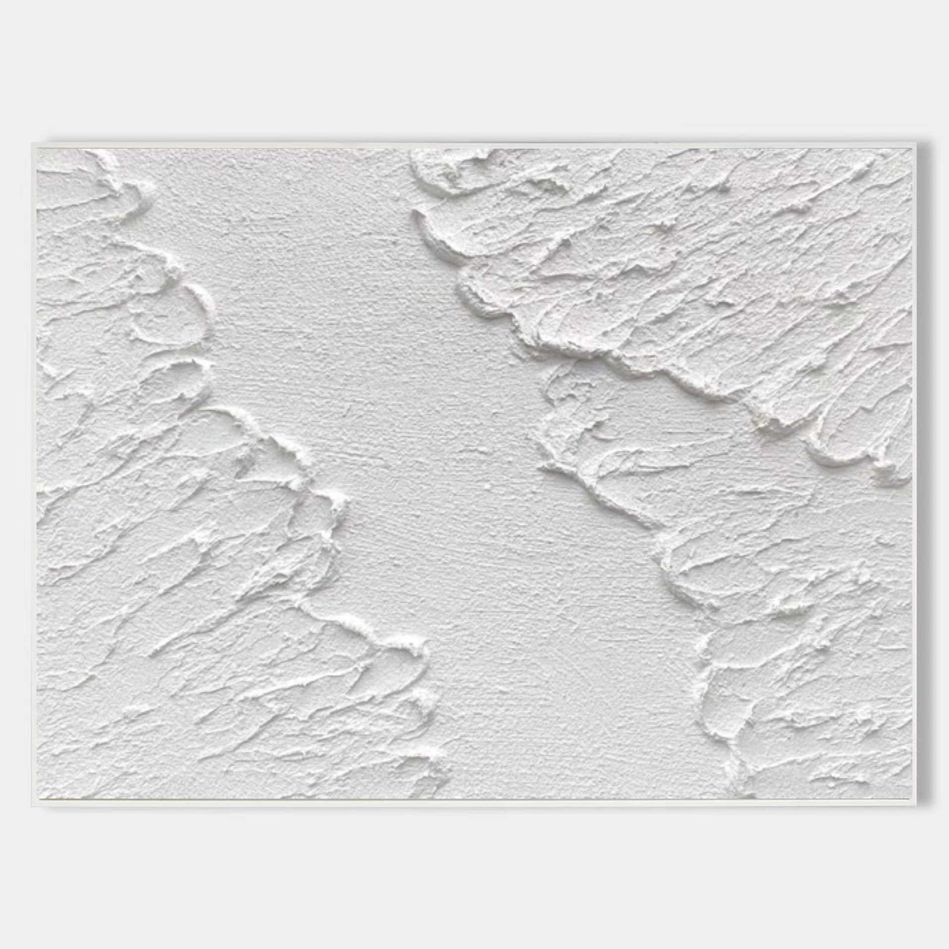 Large 3D Textured White Abstract Relief Oil Acrylic Linen Canvas Painting