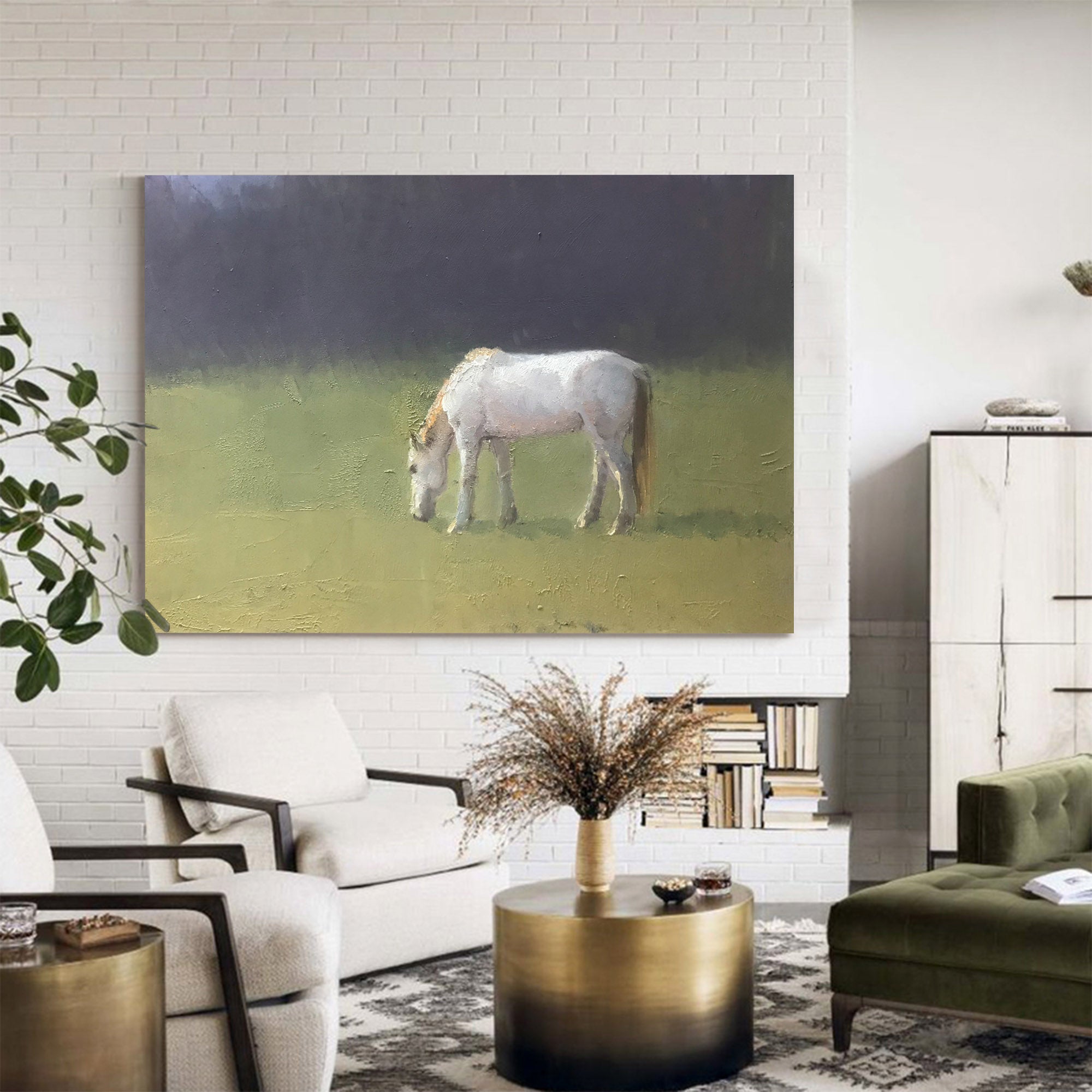 Pastoral Grazing Equine Scene Wall Art