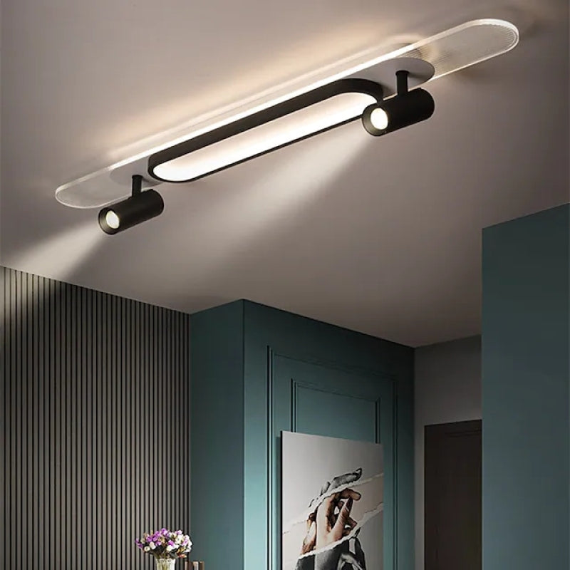 Aim Modern Rectangular LED Metal/Acrylic Ceiling Light, Black/White - Neutralighting