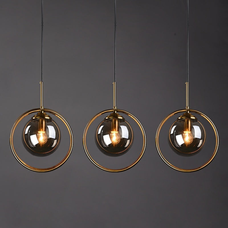 Zoey Glass Pendant Light with a Metal Ring - Neutralighting