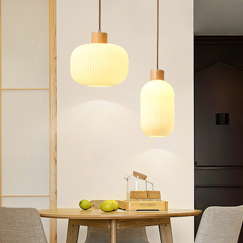 Muto Modern Wood/Glass Pendant Light, White - Neutralighting