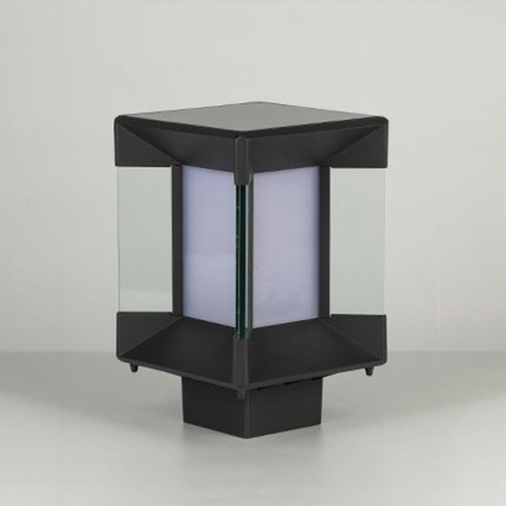 Ray Modern Rectangular Metal Glass Outdoor Lamp, Black/Black-Gold - Neutralighting