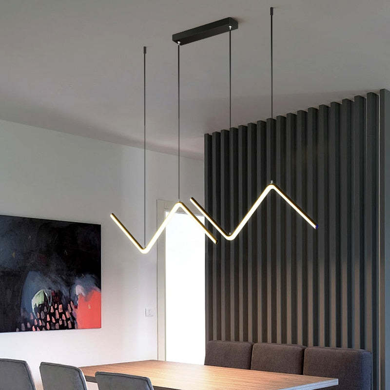 Arisha Modern Wavy linear Pendant Light Double, Black/Gold - Neutralighting
