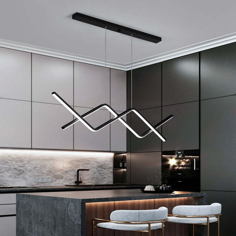 Arisha Pendant Light Linear/Double Curve Modern, Metal, Black/Gold - Neutralighting
