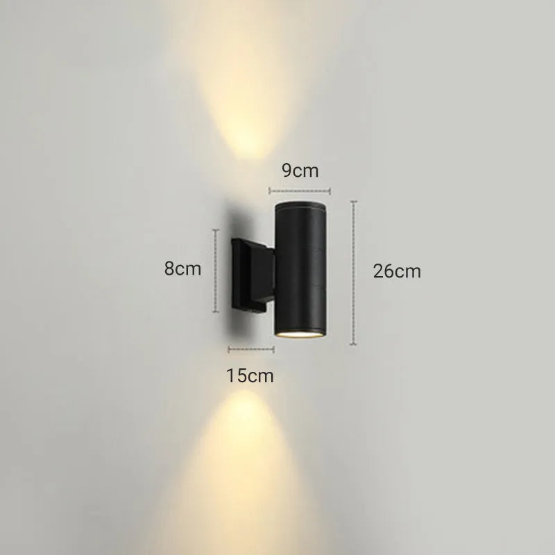 Kren Minimalist Metal Double-headed Outdoor Wall Lamp, Black - Neutralighting