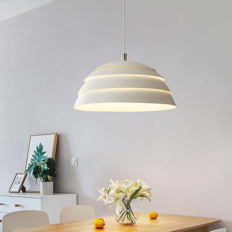Arisha Design Semi-Globe Metal Pendant Light, Black/White - Neutralighting