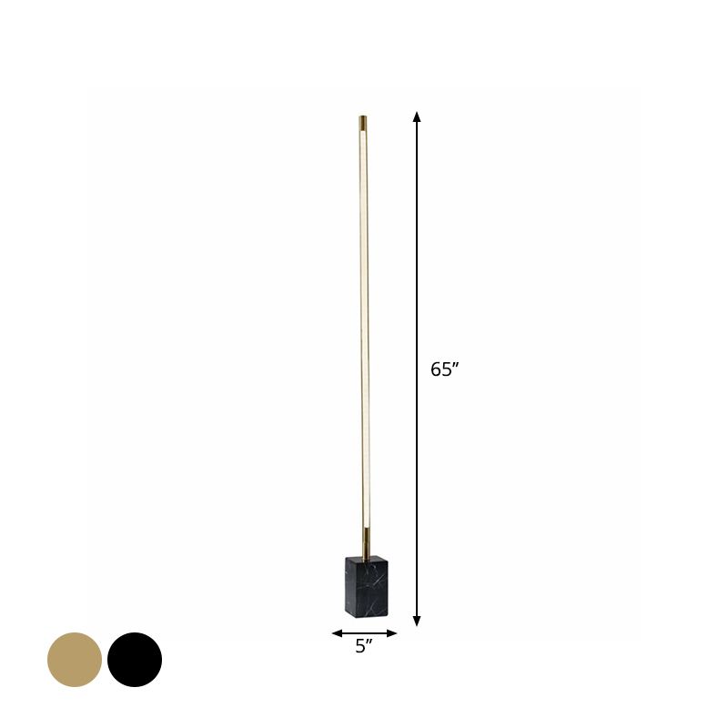 Edge Minimalist Linear Floor Lamp, Black/Gold, Metal/Marble - Neutralighting