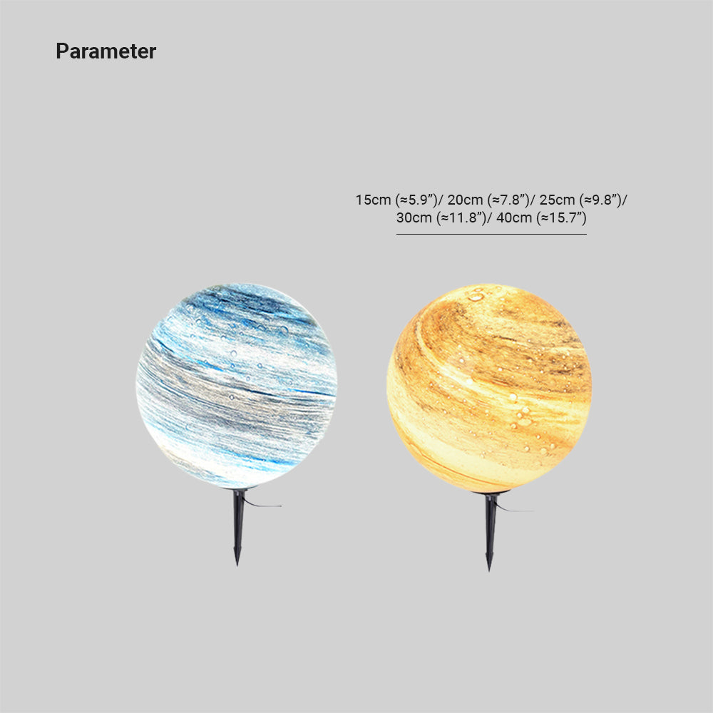 Ray Decorative Solar Acrylic Planet Outdoor Ground Light, Milk Curry/Blue - Neutralighting