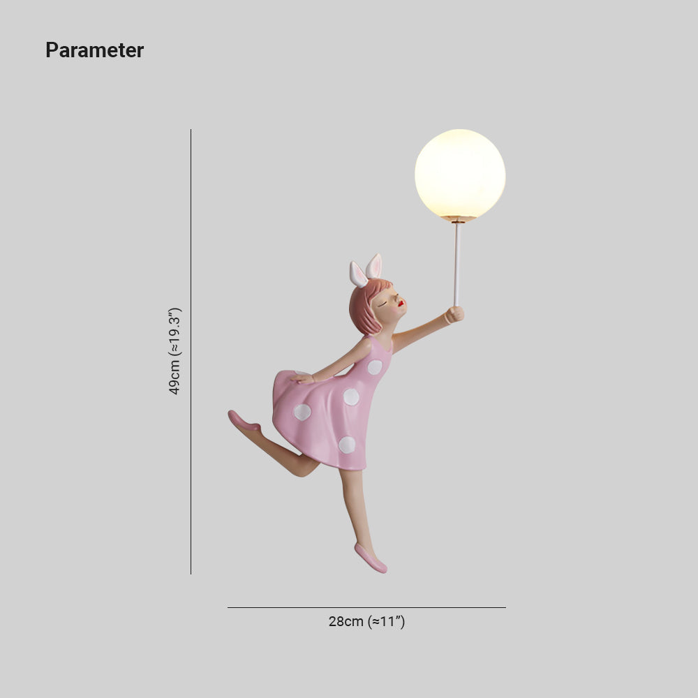 Arisha Modern Balloon/Girl Shape Acrylic Pink Wall Lamp - Neutralighting