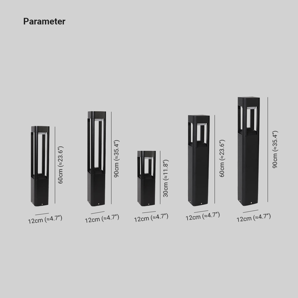 Ray Metal Rectangular Hollow Outdoor Path Light, Black - Neutralighting