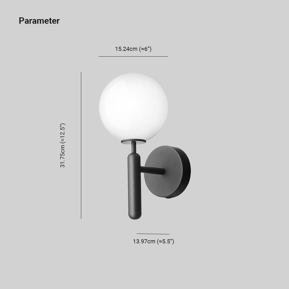 Valentina Wall Lamp Modern Globe, Metal/Glass, Black/Gold, Hallway - Neutralighting