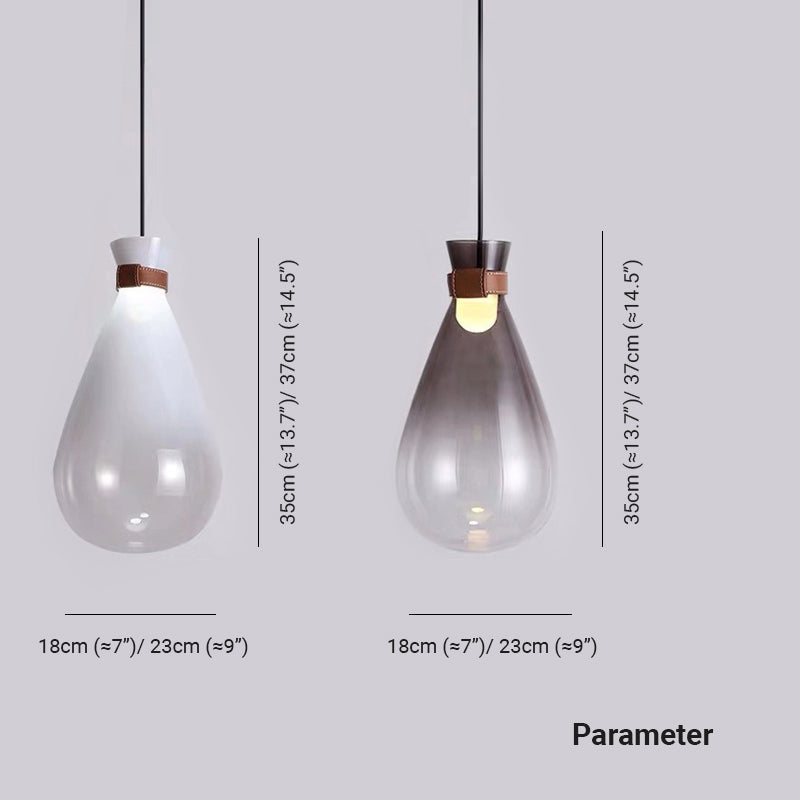 Valentina Minimalist Teardrop Shaped Glass Pendant Light, Smoke Gray/White - Neutralighting