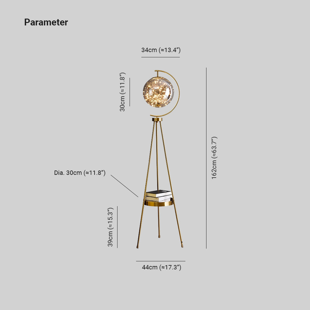 Kady Modern Starry Globe Glass Floor Lamp, Gold - Neutralighting