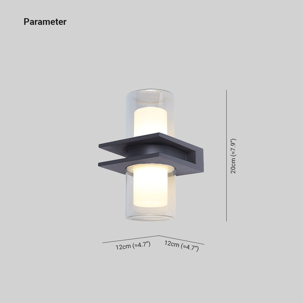 Ray Modern Cylindrical Metal Outdoor Wall Lamp With 2 Heads, Black - Neutralighting